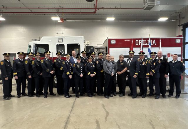 The Fire Prevention Officer (FPO) Mentorship Program was officially launched today in Orillia, Ont., bringing together fire services from across Ontario and the Cree Nation communities of Northern Québec. The program will see each FPO partner with an Ontario fire department for one month and will allow them to bring back valuable fire safety knowledge and experience to their community.